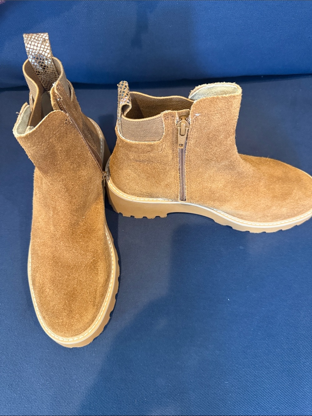 Vaneli Tan Suede Chelsea Ankle Boots